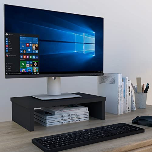 Henor Soporte Monitor y TV de Madera. Elevador de Pantalla 42x26.5x12 cm. Soporta hasta 50 kg. Color Grafito