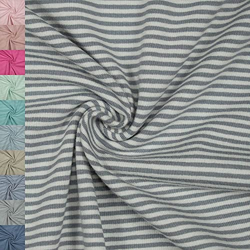 Jersey Stoff Noah, gestreift 2mm | ab 50cm x 150cm (grau/ecru) | Baumwolljersey - Streifen