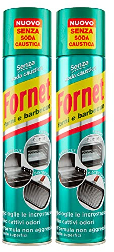 Fornet - Sgrassatore Spray per Forni e Barbecue, Formula non Aggressiva, Senza Soda Caustica, 300ml x 2 Pezzi