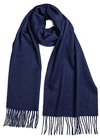 Mooilo - 100% pures Kaschmir - Luxury Fashion, Schals, Herrenmode, Cashmere, Schal, Kaschmirschal, dunkelblau, 30 cm, Design, made in Germany (Dunkelblau)