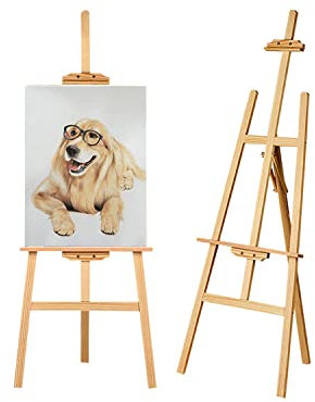 uyoyous Staffelei Holz 150cm Künstlerstaffelei A-Rahmen-Staffelei Atelierstaffelei höhenverstellbar Standstaffelei Leinwand Ständer Holzstaffelei für Malerei Skizze Hochzeit Ausstellung