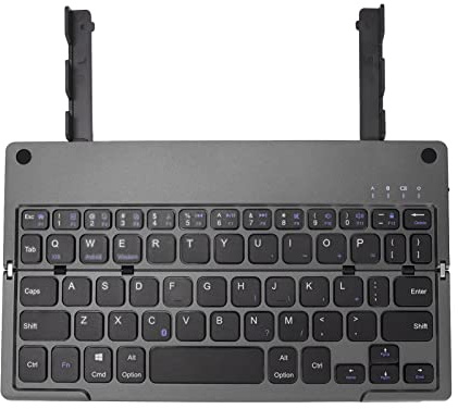 Tastiera Bluetooth Pieghevole,Tastiera Wireless Portatile con Supporto/Slot Integrato,Tastiera Pieghevole Tascabile Ricaricabile,Tastiera Multi-Dispositivo per iOS Android Phone Tablet Laptop
