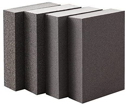 Blocco abrasivo 4 pezzi spugne abrasive con 4 grana (60,80,180,220) grossolano/medio/fine/superfine, bagnato e asciutto, lavabile e riutilizzabile carta vetrata per pareti in legno e metallo