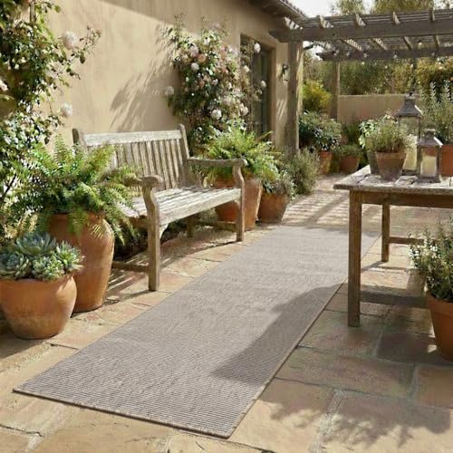 Tadi & Imperio1979 Alfombra Corredor Exterior Lisa - Color Beige - para Terraza, Cocina, Pasillo, Salón y Entrada - 60x200 cm
