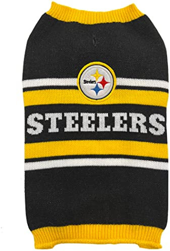 NFL Pittsburgh Steelers Hundepullover, Größe M Warmer und gemütlicher Strickpullover mit NFL Team-Logo, Bester Welpenpullover für große und kleine Hunde