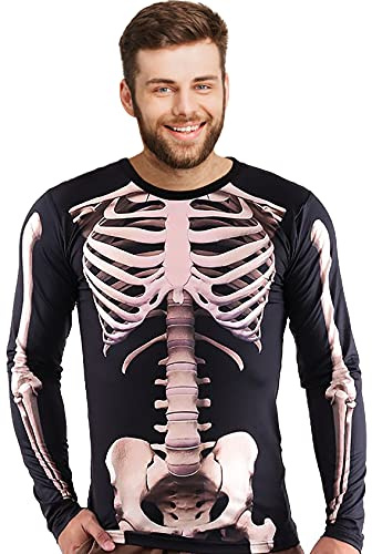 Men's Halloween Costume T-Shirt 3D Print Photo-Realistic Skeleton Long Sleeve T-Shirt