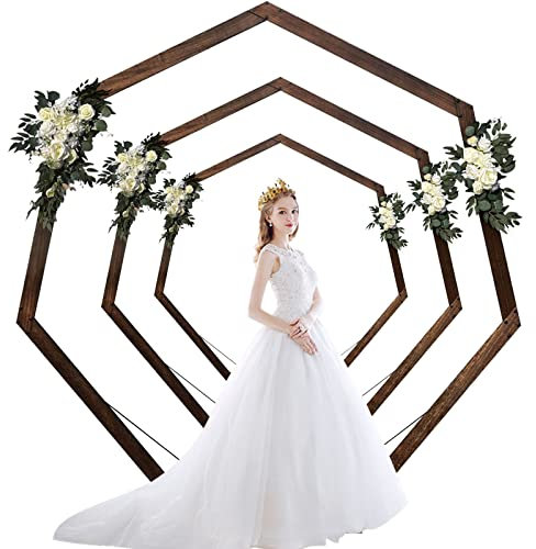 MZQMK Wooden Wedding Arch, Wooden Backdrop Stand for Ceremony,Garden Arch Decor Rustic Wedding Arch Decorations,Easy Assembly