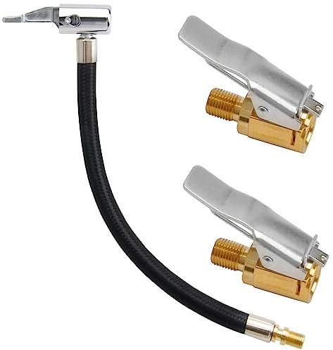 Ventilverlängerung Set, 24cm Reifenfüller Schlauch mit 2 Stück 8mm Autoventil Hebelstecker, Inflator Pumpe Schlauch Luftschlauch Ventilverlängerung Autoventil für Auto Fahrrad Motorrad Kompressor