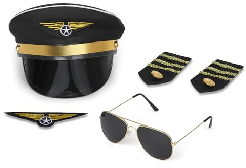 Dress Up America Pilot Costume Set - Airline Pilot Dress Up Accessory Set for Kids and Adults (Kids)