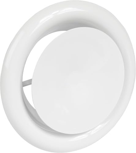 Vent Systems Difusor ajustable de metal blanco de 5 pulgadas - Rejilla de ventilación de aire redonda - Cubierta de conducto de techo - Distribución de aire caliente y frío en edificios residenciales