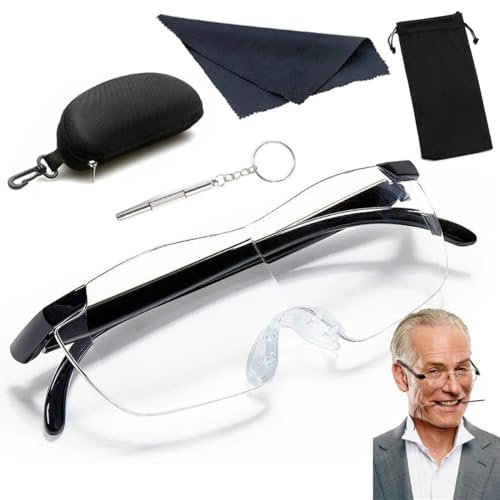 Ruikdly Lupenbrille für Brillenträger, 300% Vergrößerungsbrille Lese Lupenbrille Anti-Blaulicht Magnifying Glass Lesehilfe für Senioren Vergrößerungsglas für Naharbeit, Lesen, Nähen