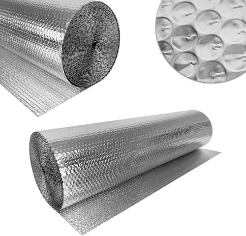 JNGLGO Heizkörper Reflexionsfolie Heizung 1x15m Reflektierende Isolierfolie 3-4mm Dicke Dämmfolie Doppelte Alu-Luftpolsterfolie Wand Isolierung