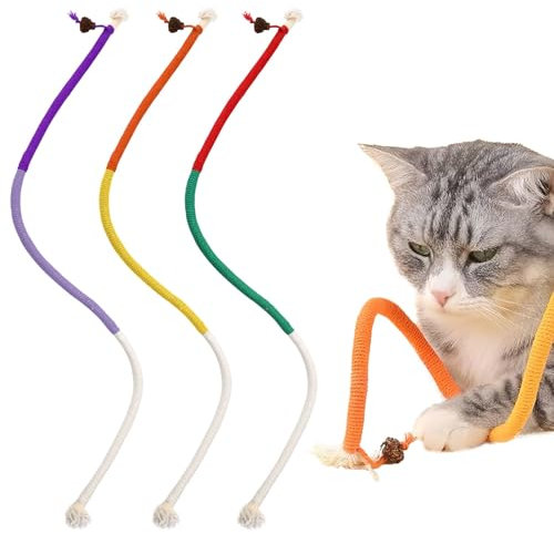 DAKLUNAR 3 Stück Katzenminze-Spielzeug Beißseil 70 cm, Katzenminze Sticks, Interaktives Beißseil, Katzen Zahnpflege Spielzeug, Natürliche Katzenminze, Katzensticks zur Zahnreinigung Sticks für Katzen