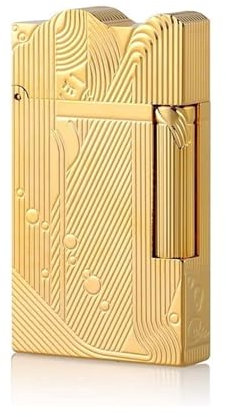 Pure copper handmade metal all-gold Sanji lighter, refillable butane lighter and jet metal lighter, portable non-slip wheel lighter, very suitable for collection, decoration and gift giving(Metallic.s