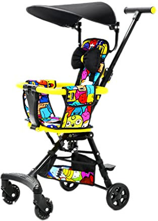 ZONABSQQ Kinderwagen Leichter Kinderwagen, bequemer Kinderwagen, Kleinkinder-Kinderwagen mit umkehrbarem Kinderwagensitz, Doppelpedal-Design-Reisesystem Komfort und Sicherheit