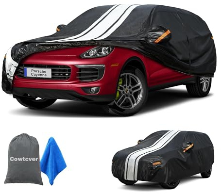 Cowtcver Car Cover Waterproof Breathable Allweather, Outdoor Cover Custom Fit Porsche Cayenne/Cayenne Coupe 2010-2026, 10 Layers Full Car Cover Snow Sun UV Dust Protection With Zip and Cotton Lined.