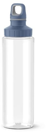 Emsa Drink2Go Eco Trinkflasche, 0,7 Liter, wiederverwendbar, auslaufsicher, ISCC-zertifiziertes Tritan renew, Öko-Design, Schraubdeckel, Spülmaschinengeeignet, Blau, N3033500