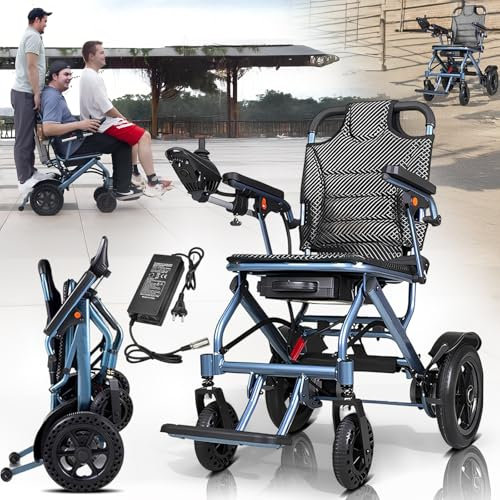 CXYTX Elektrische Rollstühle, Leicht Rollstuhl Elektrisch Faltbar, 14.9 kg, 150 kg Tragfähigkeit, zu 20~30 km Reichweite, Elektrorollstuhl für Erwachsene mit Herausnehmbare Lithium Batterie,10a