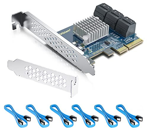 Scheda controller da PCIe X4 a SATA3.0, scheda di espansione SATA III 6Gbps a 6 porte, inclusi cavi SATA da 6 pezzi, supporto SSD e HDD, per Windows10/7/8/XP/Vista/linux, NON supporto RAID hardware