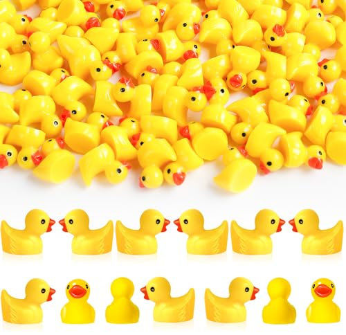 Cozary 100 stycken mini ankor harts gul, gul små ankor, miniatyr ankor används för dekoration miniatyrträdgård landskapsträdgårdar, bonsai, gömd lek, fiskbassäng och akvarier