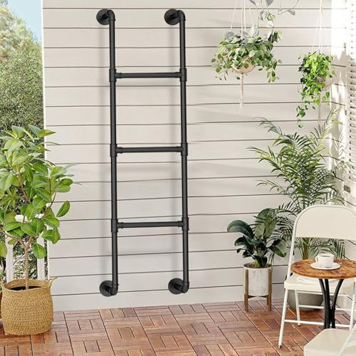 Scaletta da parete multifunzione in metallo per casa, loft, seminterrato, finestra, pozzo, arrampicata, camper, letto a castello nero (240 cm)