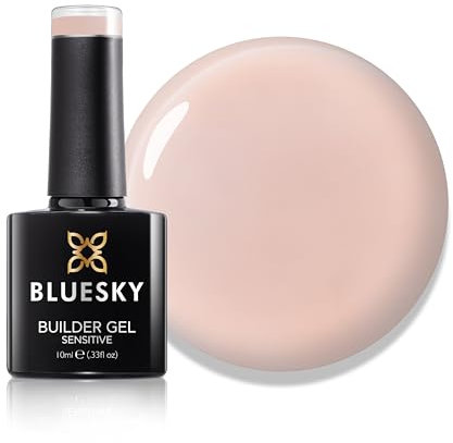 Bluesky All in One Fast & Easy Builder Gel Sensitive 10ml, Peachy Kiss - Peach, Nail Strengthener and Extender for Sensitive Nails, Requires Curing Under LED UV Nail Lamp