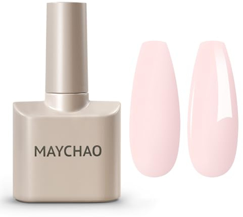 MAYCHAO Gel Nail Polish, 15ML Creamy Pink Gel Polish, Soak Off UV LED Nail Varnish Nail Art Starter Manicure Salon DIY at Home, 0.5 OZ