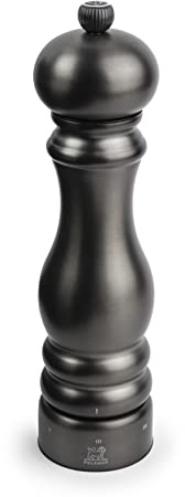 PEUGEOT - Salzmühle Paris Chef u‘Select 22 cm - 6 voreingestellte Mahlgrade - Innovatives Zirlion-Mahlwerk für pulverfeines Salz - Aus Edelstahl - Französisches Know-how - Farbton Carbon