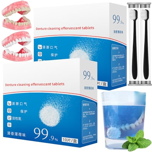 Comprimés Effervescents Nettoyants Pour Prothèses Dentaires, Comprimés Nettoyants Pour Prothèses Dentaires Et Aligneurs, Comprimés Nettoyants Pour Aligneurs (2 boîtes de 20 pièces)