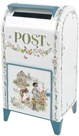 BeiJingYZ Standing Metal Mailboxes for Outside, Pastoral Style Decorative Mailbox with Beautiful Patterns, Home Garden Decor, 8 * 7 * 16 in