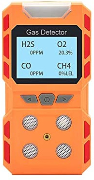 Détecteur de Gaz, Capteur de Fuite de gaz Industriel 4 en 1 Multi CO H2S O2 CH4 EX détecteur de gaz Combustible Moniteur sécurité Alarme vocale Humaine(Gas Alarm Yellow)