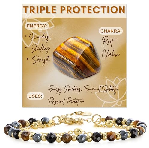 Farfume Triple protección pulseras de piedras naturales para Mujer Cuentas de Perla Natural de 4mm Piedras Pulidas a Mano Joyería Regalo Ideal