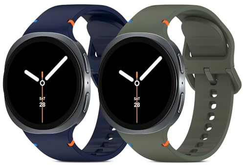 BDIG 2 st sportband för Samsung Galaxy Watch 8 40 mm 44 mm/8 Classic 46 mm, färgglada mjuka ersättningsarmband i silikon ersättningsarmband för kvinnor och män