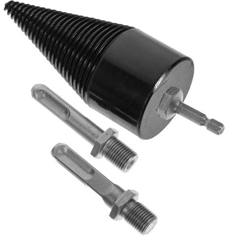 SUPVOX Broca Divisor de Leña con Asas de Herramienta para Partir Troncos Grandes Diseño de Rosca Profunda para Carpintería y Uso Doméstico Compatible con Martillo Eléctrico Negro