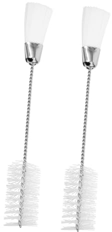 2 Stück Flötenreinigungsbürsten mit Doppelkopf und Langem Griff, Silber | Eisen und Nylon, Robust Verarbeitet, Schützt Innenwände, für Saxophonreinigung und Instrumentenpflege
