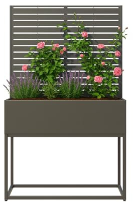 WESTMANN Dekora 4 Pflanzkasten mit Rankgitter | 90x40x170 cm | Hochbeet auf Gestell | Sichtschutz & Rankhilfe | pulverbeschichteter Stahl | RAL 7016 | mit Entwässerung | wetterfest | inkl. Montagemat