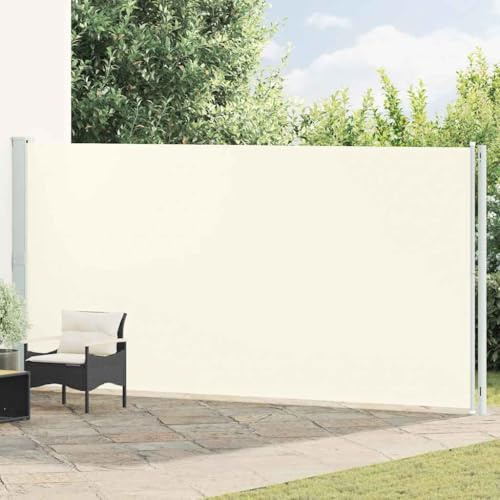 Mokuyary Tenda da sole laterale allungabile, 200 x 600 cm, color crema, protezione solare per balcone, impermeabile, per tende da sole e terrazze