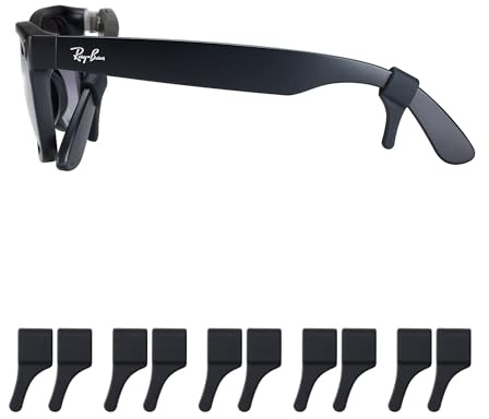 Omnful Glasses Grips for RayBan Meta,Thick Temple Arms- Anti-Slip Silicone Eye Glasses Ear Grippers, Eyeglasses Ear Cushions, Sunglass Accessories, Holders, Hooks, Sleeve Retainer- 5 Pairs (Black)