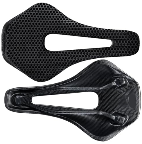 FNFTOEZGY Sillín de Carbono Ultraligero Impreso en 3D, Asiento de Bicicleta cómodo y Hueco for MTB y Carreras de carretera/498(Black Carbon Base)