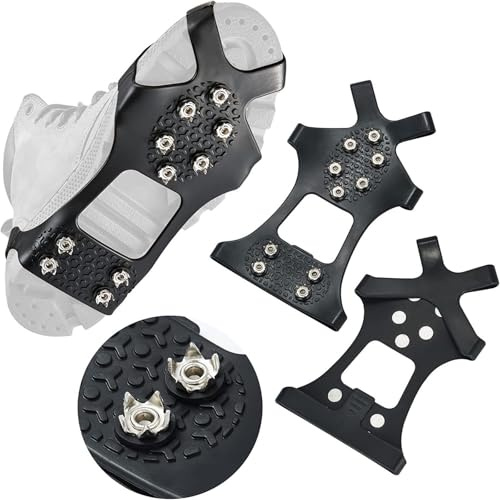 Generisch Rutsch Schuhspikes für Schuhe Winter mit Edelstahl Zähnen als Steigeisen für Glatteis, Schnee und EIS. Ideal für Wandern, Trekking und Joggen. Universell für Damen und Herren in Größe 36-45