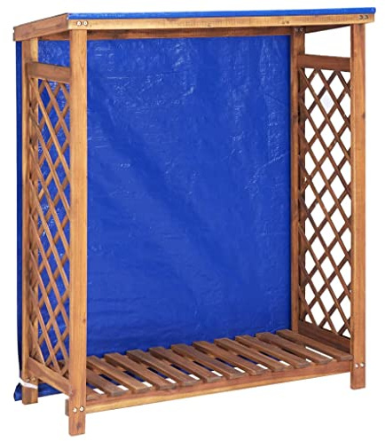 Mokuyary Remise à Bois de Chauffage 105x38x115 cm Bois d'acacia Solide Serre Bûche, Étagère de Rangement pour Porte Bûches de Cheminée, Support de Stockage de Bois de Chauffage