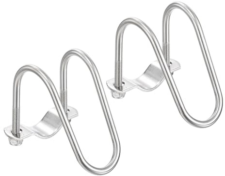 sourcing map 2pcs Cross Pipe Clamp 25mm x 32mm (0.98 x 1.26) M6 304 Stainless Steel U-Shaped Tube Buckle Crossover Steel Pipe Connector for Farm Greenhouse Awning Frames Nursery Fence