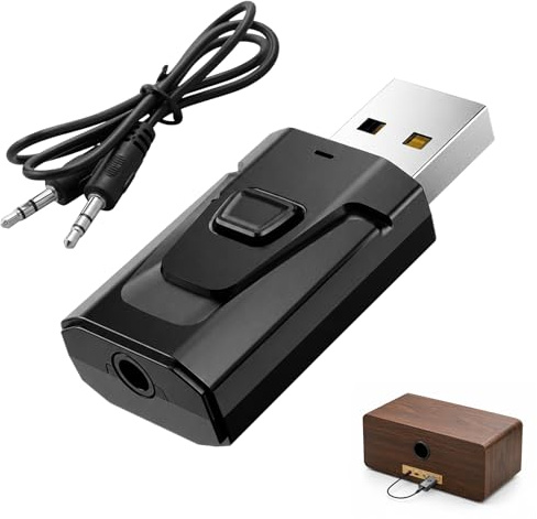 LgCiXli Adattatore Bluetooth 5.4 USB trasmettitore Bluetooth TV | trasmettitore e ricevitore 4 in 1 per TV, auto e impianto stereo, audio cristallino e vivavoce | Plug & Play Audio Dongle nero