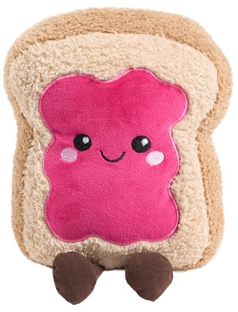 OHS Jam Toast Plush Pillow, Decorative Pillows Stuffed Toy Novelty Cushions for Sofa Bed Cuddle Cushion Cute Room Decor Throw Pillow Gifts for Kids Girls Boys, Hot Pink/Natural - 25cm