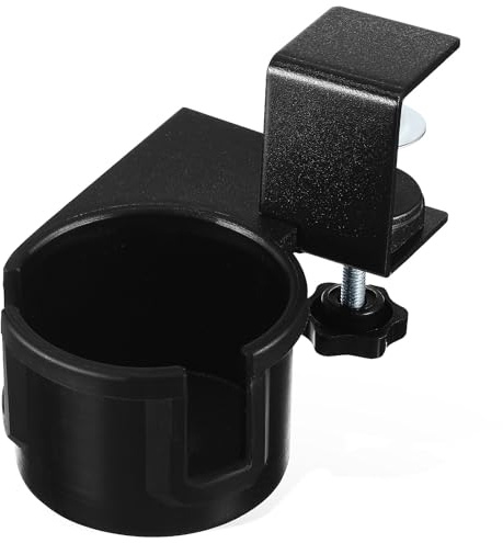 SWETRACE Portabicchieri in Metallo e Plastica Girevole 180° da Tavolo Nero, Protezione Anti-schizzi Morsetto per Scrivania per Ufficio o Casa