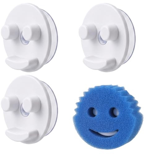 3PCS Kitchen Sponge Holder, Smiley Sponge Storage Caddy, Dish Sponge Holder for Sink Organiser, Sink Sponge Holder