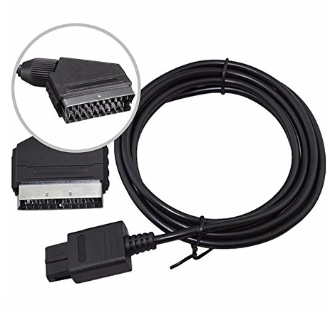 Câble Péritel AV RGB Scart 1,80 m pour Nintendo GameCube, N64 et Super Nintendo – Compatible PAL – Straße Game®