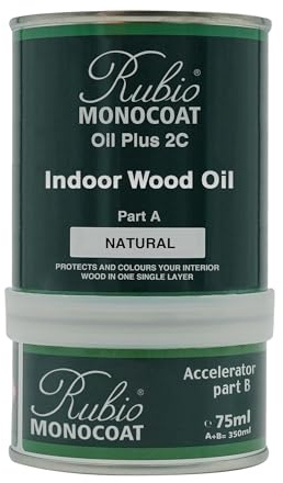 Rubio Monocoat Oil Plus 2C, linolja som ekologiskt träskydd för inomhusbruk, snabbtorkande träolja för träbehandling – natural, 350 ml