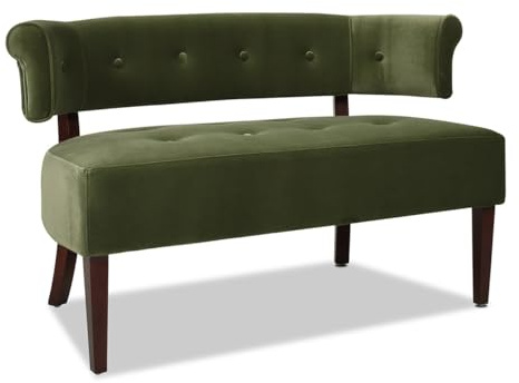 Jennifer Taylor Home Jared Roll Arm Upholstered Tufted Entryway Bench with Back Settee