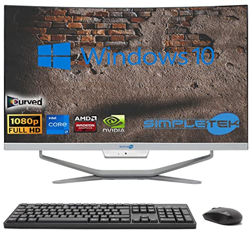 SIMPLETEK - PC All in One Curved Display 24 Core i7 Windows 10 | 8GB RAM SSD 120GB | Work, Entertainment